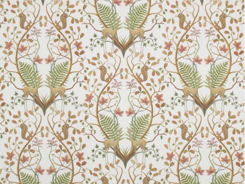 The Chateau by Angel Strawbridge A Woodland Trail Cream Fabric by The Metre